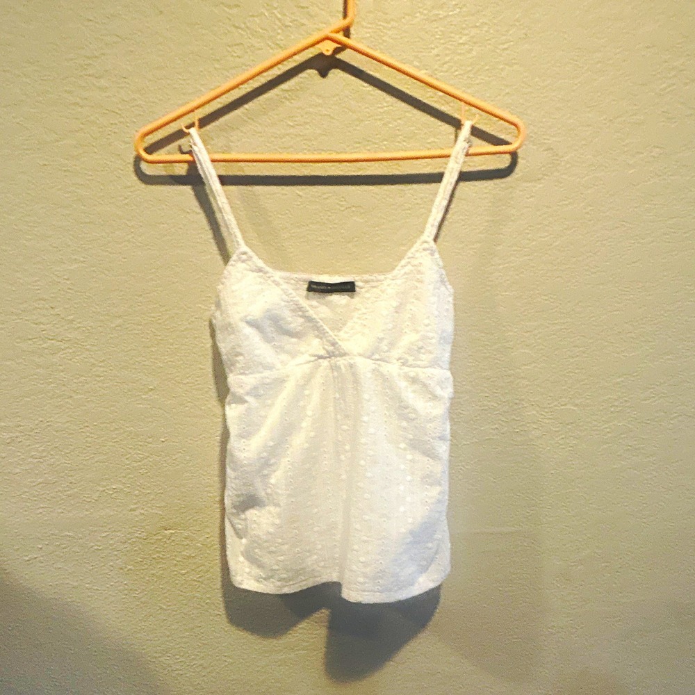 Brandy Melville White Eyelet 100% Cotton Spaghetti Strap Camisole no size tag s